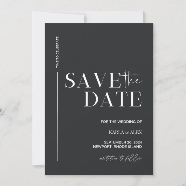 Moderne Save the Date Hochzeit Einladung (Vorderseite)