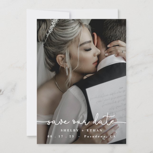 Moderne Save the Date Hochzeit, Vorlage, Foto Invi Einladung (Vorderseite)