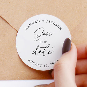 Moderne Save the Date Hochzeitserklärung Runder Aufkleber