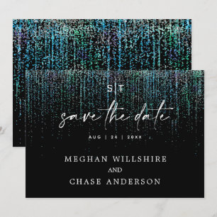 Moderne Save-the-Date-Karte Edle Teal Glitzer Einl Einladung