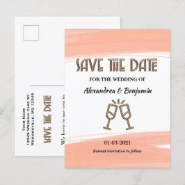 Moderne Save the Date Korallenkoralle Postkarte