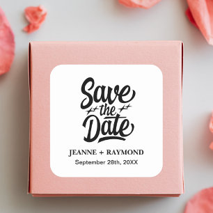 Moderne Save the Date maßgeschneiderte Hochzeitsan Quadratischer Aufkleber