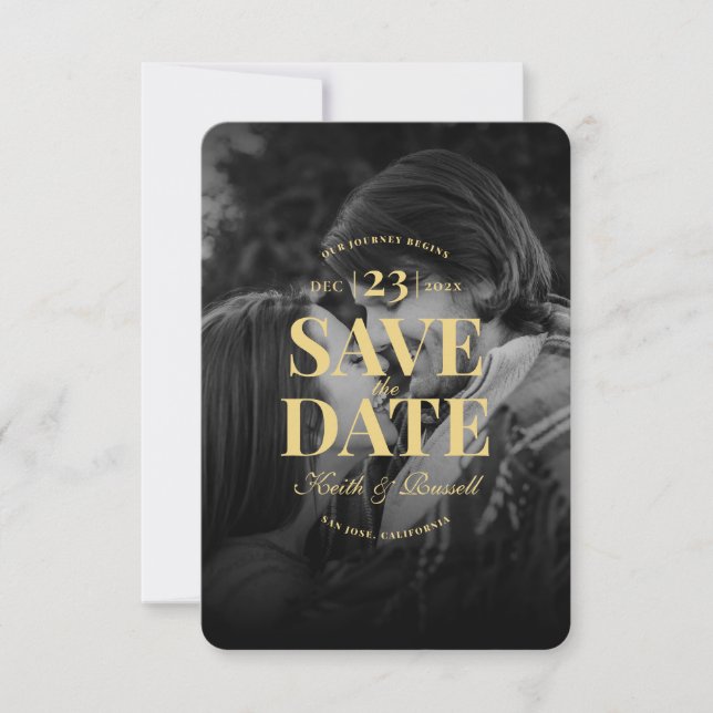 Moderne Save the Date Monogram QR Hochzeit Einladung (Vorderseite)