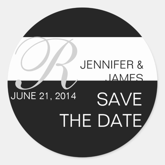 Moderne Save the Date Monogramm-Hochzeitskleber Runder Aufkleber (Vorderseite)