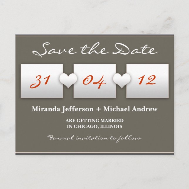 moderne Save the Date Postkarte (Vorderseite)