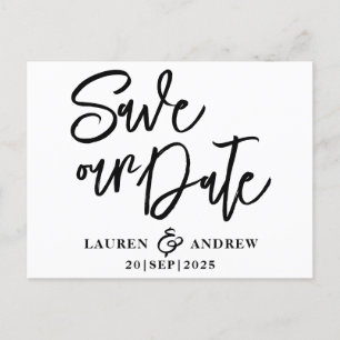 Moderne Save the Date Schwarz/Weiß Postkarte
