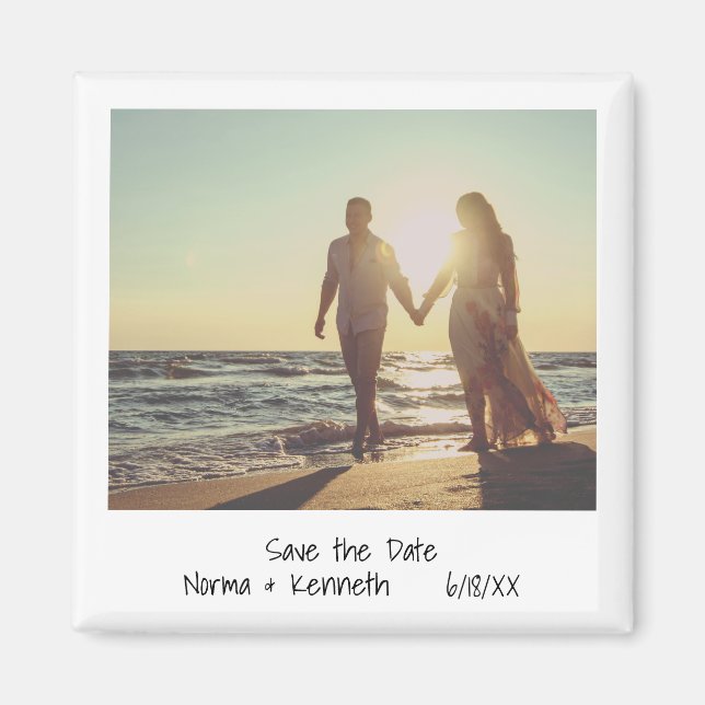 Moderne Save the Date sofortige Foto-Hochzeit Magnet (Vorne)