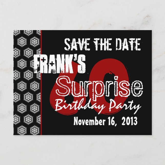 Moderne Save the Date Überraschung 60. Party W1942 Ankündigungspostkarte (Vorderseite)