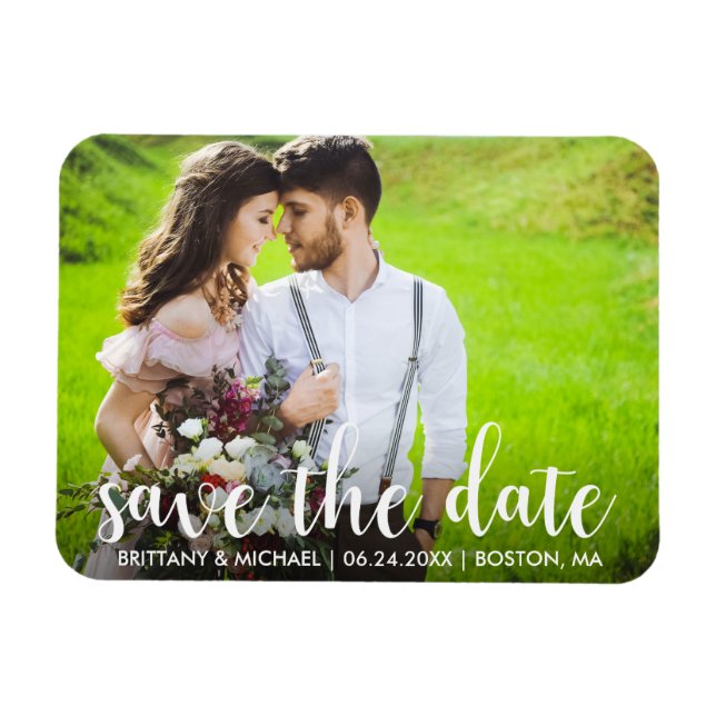 Moderne Save the Date Verlobung Couple Foto WS Magnet (Horizontal)