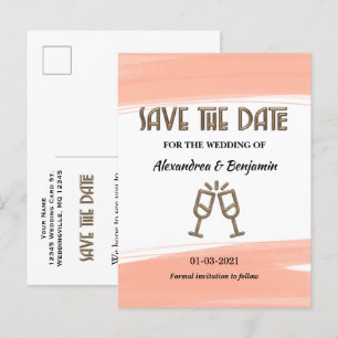 Moderne Save The Date Wasserfarbe Korallen Postkar Ankündigungspostkarte