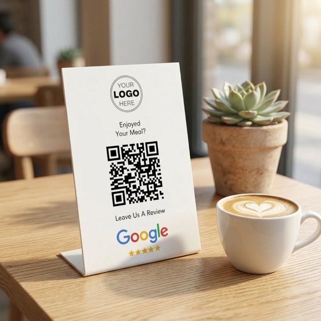 Moderne Scan-to-Review Google-QR-Code-Feedback Sockelschild (Boost Your Restaurant Reviews! Google Review QR Code Pedestal Sign)