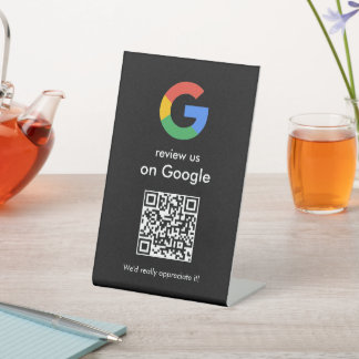 Moderne Scan-to-Review-Google-QR-Code-Geschäftsbes Sockelschild