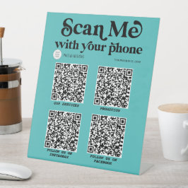 Moderne, scannbare QR-Codevernetzung Aquamarin Sockelschild