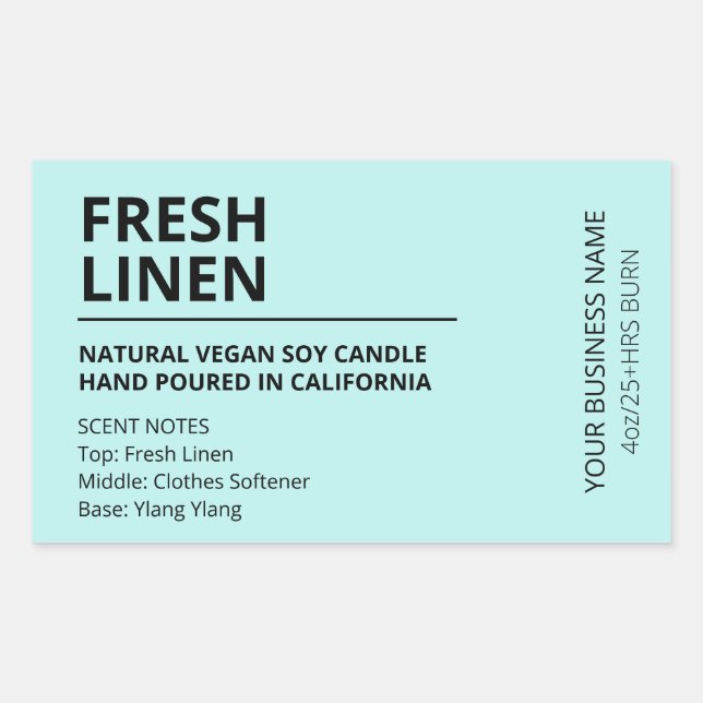 Moderne Scent Blue Soy Candle Labels Rechteckiger Aufkleber (Vorderseite)