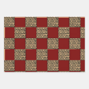 Moderne Schachbrett-Geometrie  Geschenkpapier Set