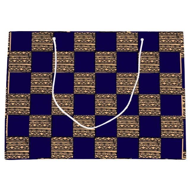 Moderne Schachbrett-Geometrie Große Geschenktüte (Vorderseite)