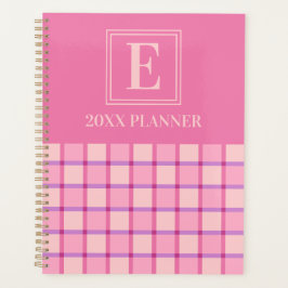 Moderne Schachbrettmuster Pink Purpur Custom Monog Planer