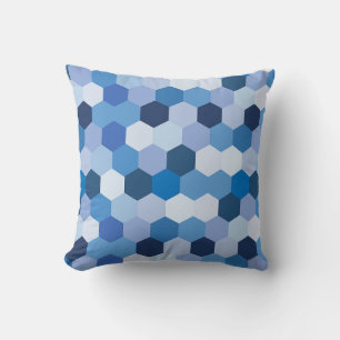 Moderne Schattierungen der Blues Weiße Hexagonale  Kissen