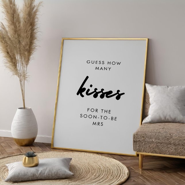 Moderne Schätzung Wie viele Kisses Brautparty Game Poster (Von Creator hochgeladen)