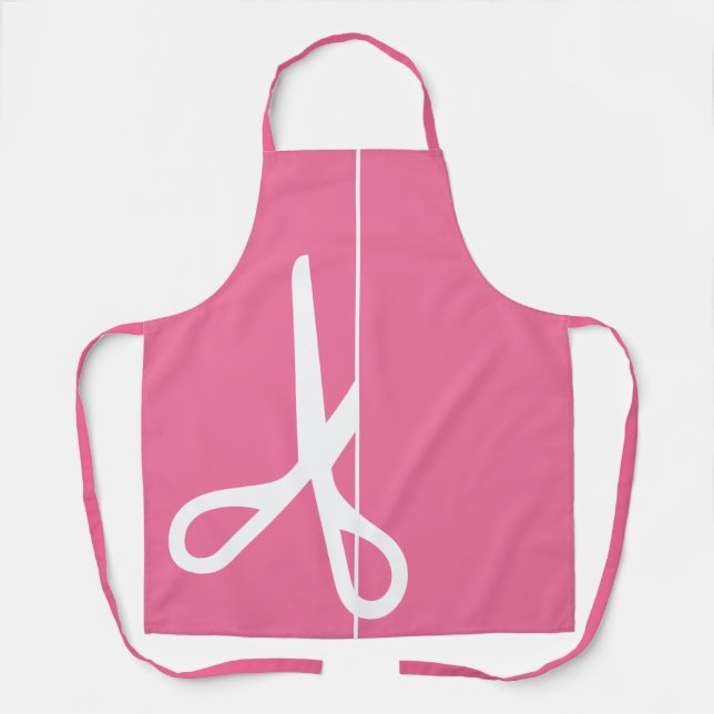 Moderne Schere Haar Stylist Flamingo Pink Schürze (Vorderseite)