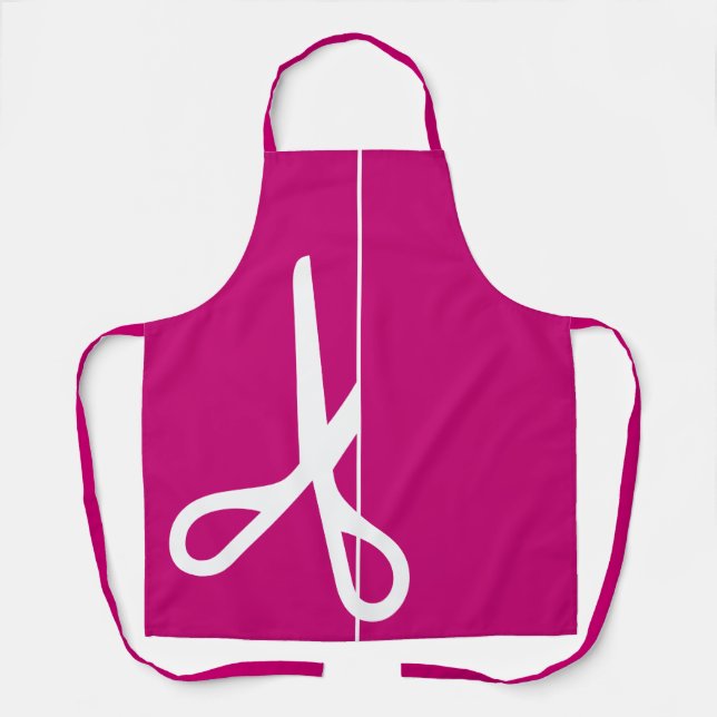 Moderne Schere Haar Stylist Himbeere Rosa Schürze (Vorderseite)
