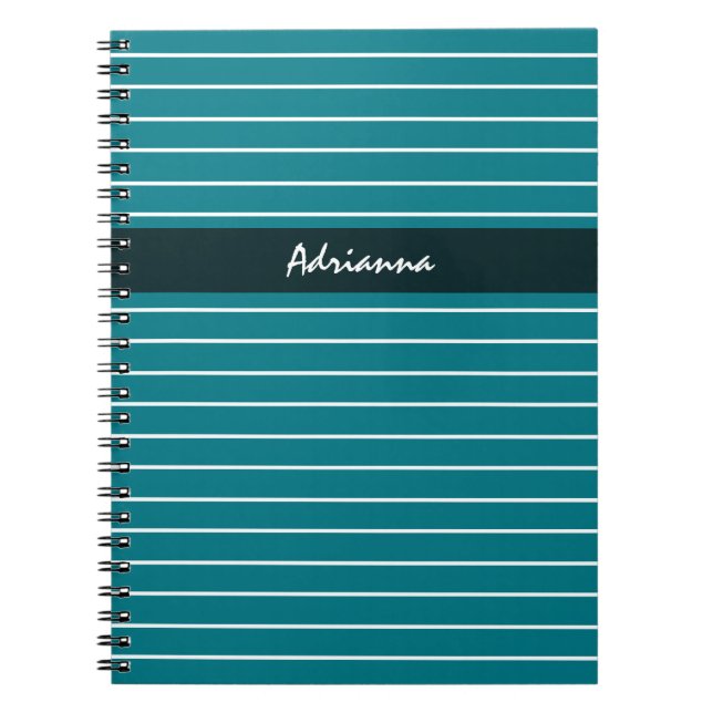 Moderne, schick Aquamarine Streifen mit Namen Notizblock (Vorderseite)