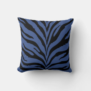 Moderne, schick blaue und schwarze Zebradruckkisse Kissen