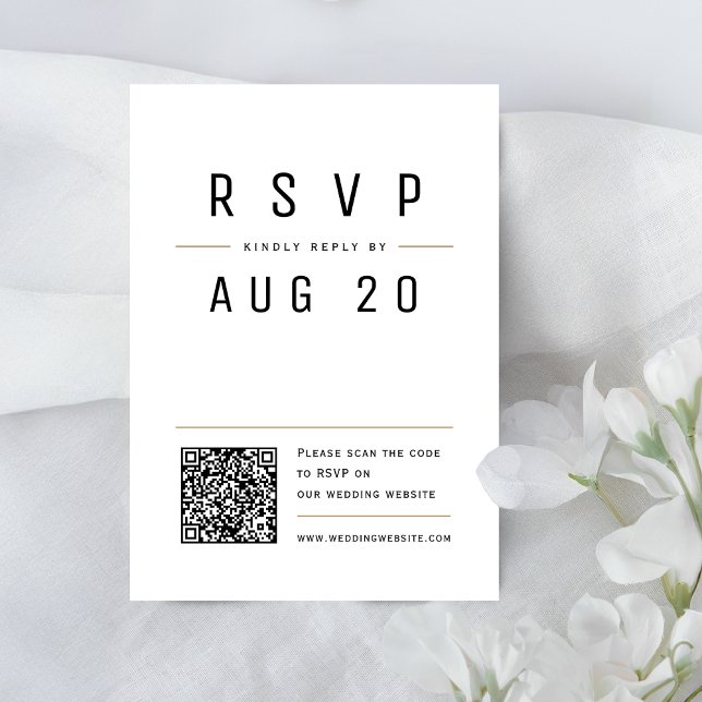 Moderne schick einfache Typografie QR-Code Hochzei RSVP Karte (Modern Chic Simple Typography QR code Wedding RSVP Card)