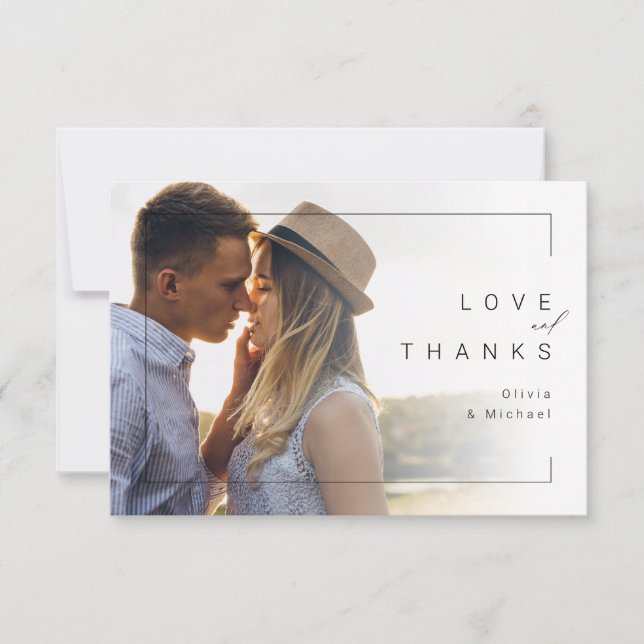 Moderne schick minimalistische Foto Hochzeit danke (Vorderseite)