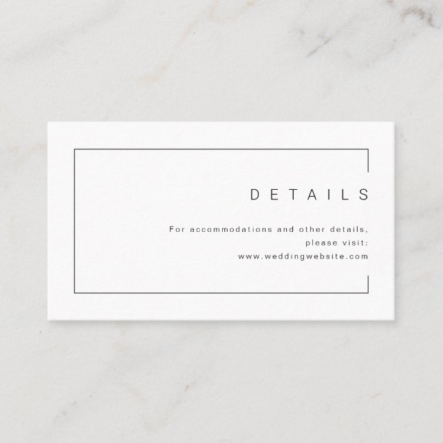 Moderne schick-minimalistische Foto Hochzeit Detai Platzkarte (Vorderseite)