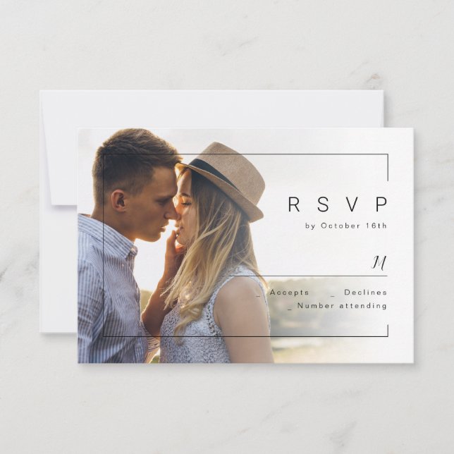 Moderne schick minimalistische Foto Hochzeit RSVP (Vorderseite)