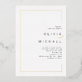 Moderne schick Rahmen minimalistisch Foto Hochzeit Folieneinladung