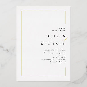 Moderne schick Rahmen minimalistisch Foto Hochzeit Folieneinladung