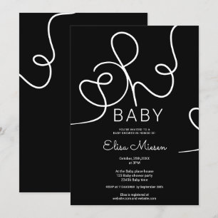 Moderne, schick-weiße Kalligraphie Oh Babydusche Einladung