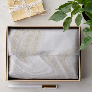 Moderne Schick weißer Marmor Goldglitter Seidenpapier