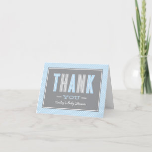 Moderne schicke Baby Boy Dusche Blau und Grau Dankeskarte