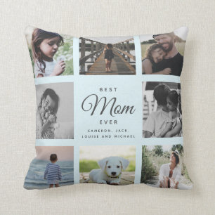 Moderne schicke Beste Mama je Lichtblau FotoCollag Kissen
