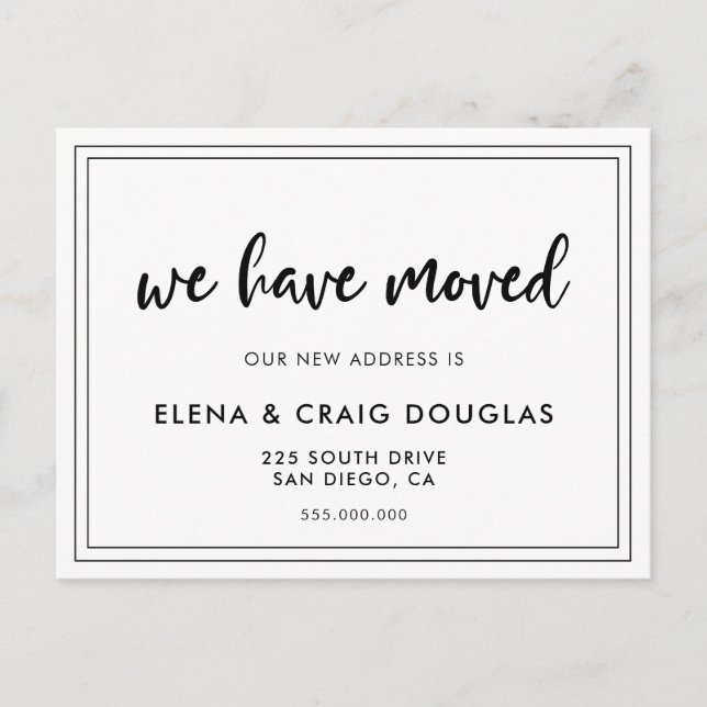 Moderne schicke, bewegende Ankündigung Postkarte (Vorderseite)