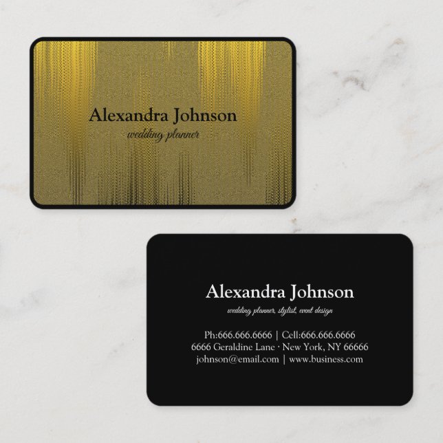 Moderne schicke Black and Gold Foil Luxus Business Visitenkarte (Vorne/Hinten)