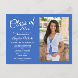 Moderne Schicke Blaue Abschluss-Fotoankündigung Postkarte
