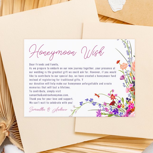 Moderne, schicke Blume, die eine gute Hochzeit wün Begleitkarte (Von Creator hochgeladen)