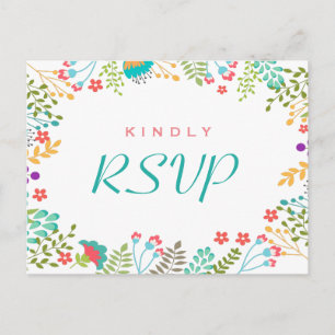 Moderne Schicke Blumen-RSVP-Antwort Einladungspostkarte