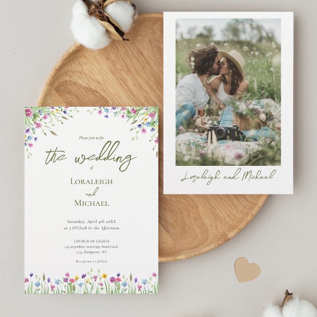 Moderne schicke boho Wildblumen Hochzeit Einladung (Von Creator hochgeladen)