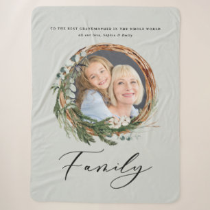 Moderne schicke, elegante, leafarbene Foto-Familie Sherpadecke