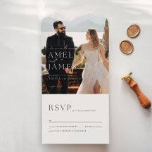 Moderne Schicke Foto-RSVP-Hochzeit Alles in Einem