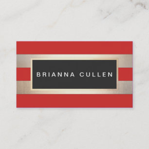 Moderne, schicke gestreifte IMITATE Gold Foil Red Visitenkarte