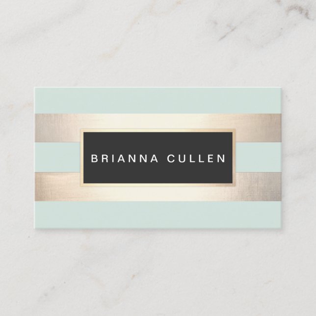 Moderne, schicke gestreifte IMITATE Goldfolie und  Visitenkarte (Vorderseite)