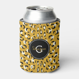 Moderne schicke Gold-Cheetah-Druck-Muster-Monogram Dosenkühler