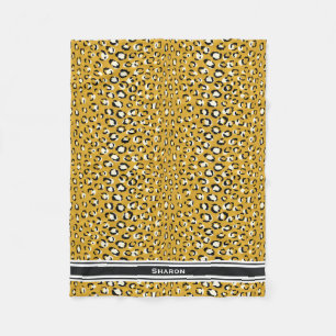 Moderne schicke Gold-Cheetah-Druck-Muster-Monogram Fleecedecke