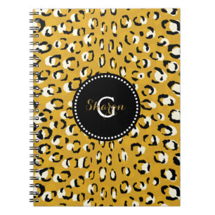 Moderne schicke Gold-Cheetah-Druck-Muster-Monogram Notizblock